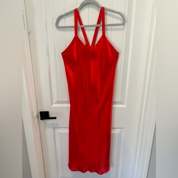Gracie Bishop Red satin chemise nightgown Sz M - Picture 2 of 6